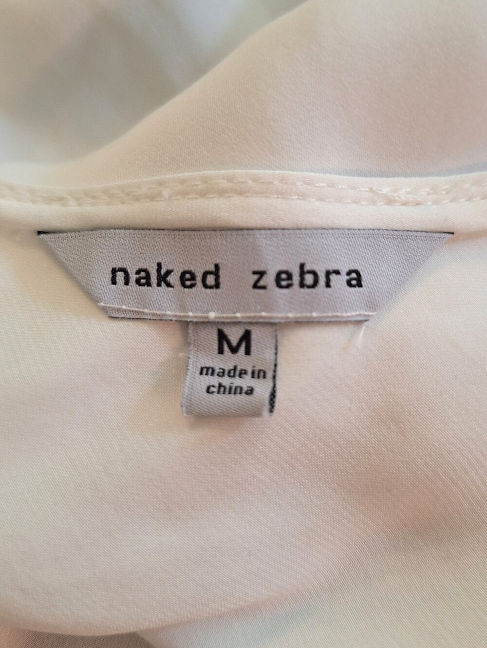 Naked Zebra White One-Shoulder Split-Sleeve Top Blouse Medium*B - Picture 5 of 6